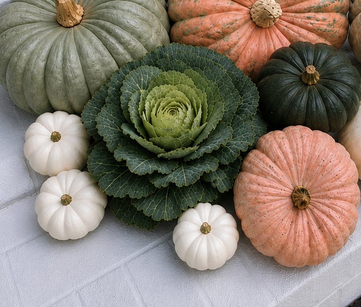 Ornamental cabbage plant add-on for fall porch displays